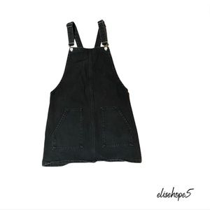 Top Shop Motto Faded Black Button Overall Dress